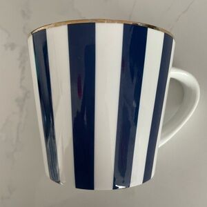 Grace Tea Ware Blue White Striped Porcelain Mug Gold Rim